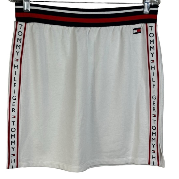 New Tommy Hilfiger Large Spell Out Logo Skirt Soft Cotton Terry Cloth Inside Med - Picture 1 of 10